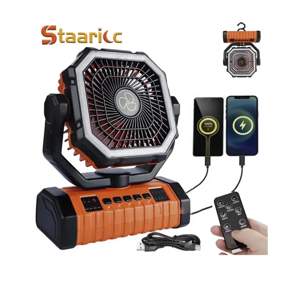 Ventilador Portátil Recargable de 20000mAh con Luz LED y Gancho